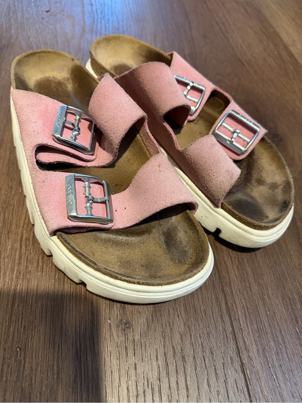 Birkenstock Pink Two-Strap Buckle Sandals